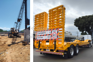 Bate estaca sobre esteira em Estaca Perfil Metálico