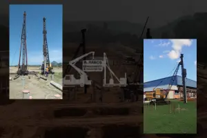 Cravação de trilhos em obra